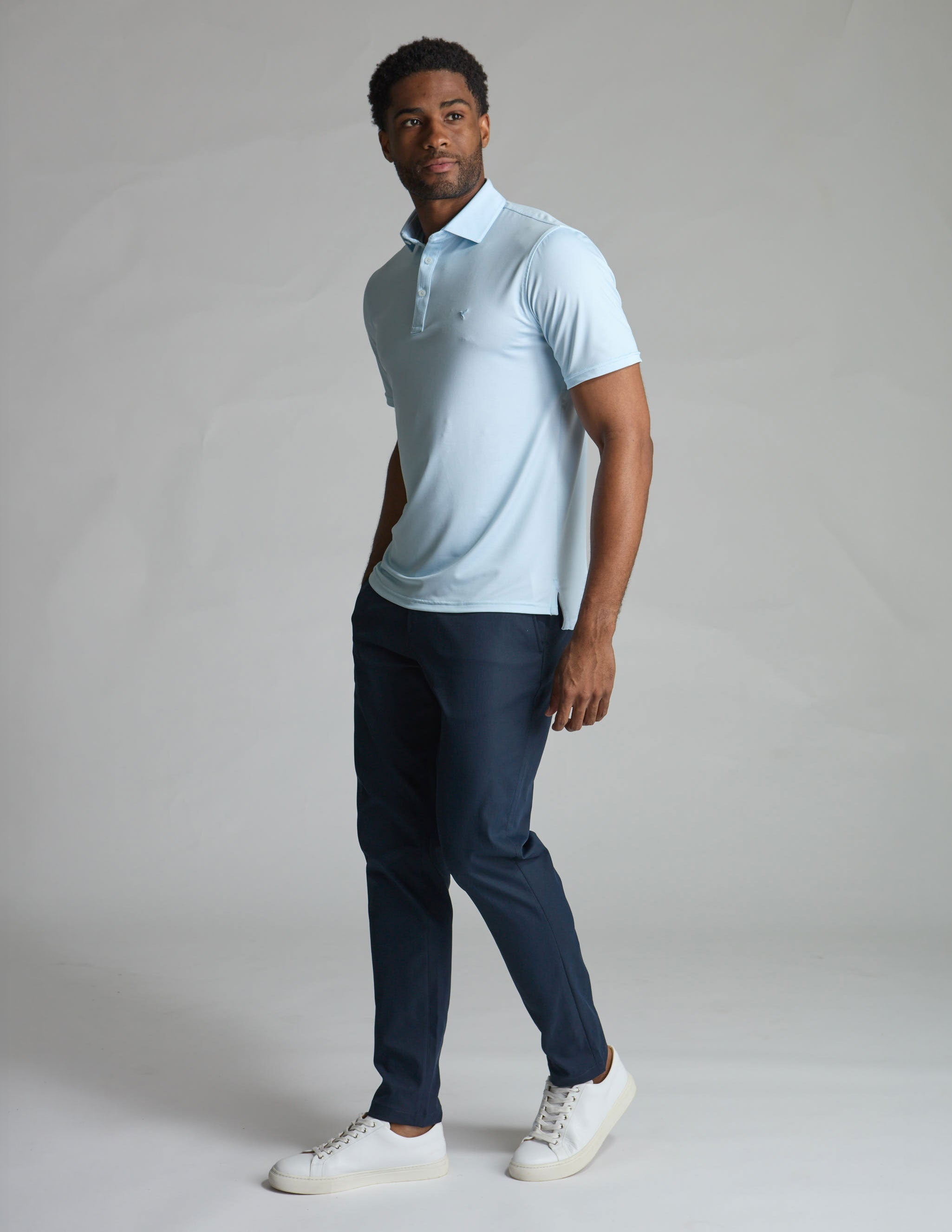 NoFlop Golf Polo - Light Blue Topo (Talk Birdie To Me)